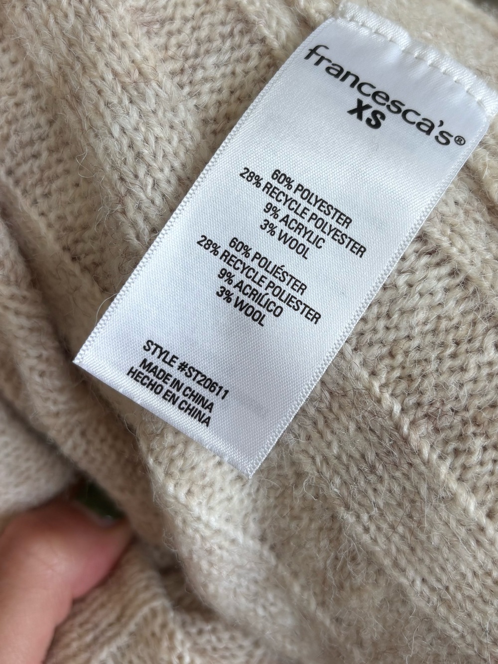 Francesca's Collections Cream Ribbed Open-Front Cardigan - Picture 4 of 4